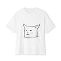 Cat Meme Tee — Surprised Cat Line Art Oversized T‑Shirt